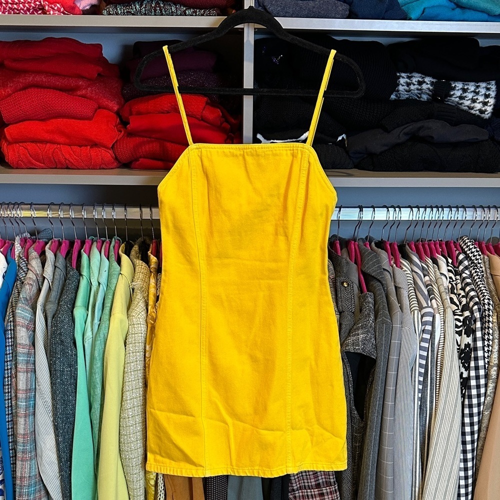 BDG yellow sleeveless back zipper closure jean dress size S